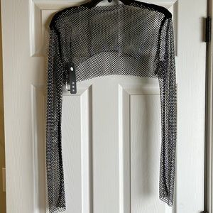 NWT Rinestone See Through Crop Top